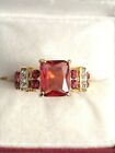 18 Carat Gold plated S925  Silver ring set with  a Fashion Ruby and Zircons