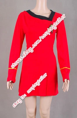 Disfraz de Cosplay Se Ajusta a Star Trek TOS Mujer Uniforme Rojo Algodón Vestido Foto 1 de 4