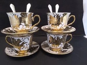 7 oz Coffee cup 12 pc 4 cup & 4 saucer 4 Spoon set Cappuccino tea cup #8104 - Picture 1 of 6