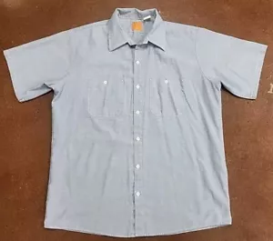 Vintage Big Ben Button Up Short Sleeve Blue Shirt L Made in USA Chambray - Picture 1 of 4