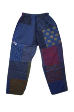 Unisex Boho Hippie Pants, Summer Cotton Blue Harem Pants, Yoga Handmade S/M/L
