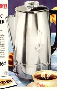 Caffettiera Brew O Matic 1952 stampa vintage pubblicità Dominion ~ Popper Chef e tostapane - Foto 1 di 3