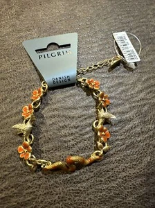 Pilgrim Jewellery Red Floral Bird And Snake Copper Bracelet - Picture 1 of 3