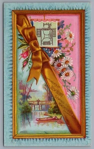 New Home Sewing Machines Victorian Trade Card Orange, Massachusetts GREAT  9802 - Picture 1 of 2