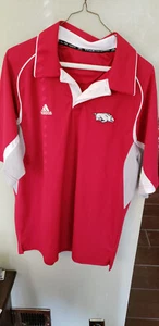 ARKANSAS RAZORBACKS ADIDAS POLO SHIRT SIZE MEDIUM ADULT - Picture 1 of 5