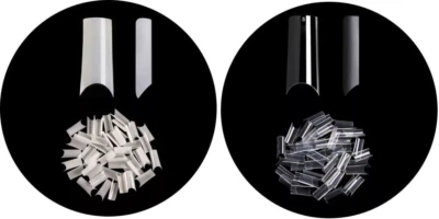 500 Tia's Beauty Square Pre-pinched C Curve Well less nail tips Natural / Clear - Image 1 of 2