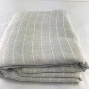"Funda edredón reina de lino italiano lavado Arhaus a rayas blancas beige 96"" x 88" - Imagen 1 de 9