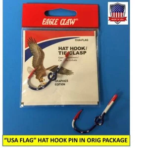 EAGLE CLAW ORIGINAL “USA FLAG” FISH HOOK HAT PIN/MONEY CLIP in Original Package - Picture 1 of 10
