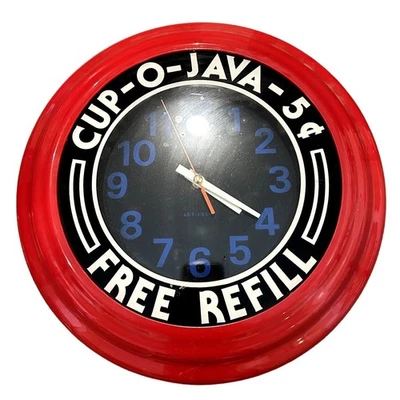Reloj de Pared Vintage 1988 Cup-O-Java Iluminado 13" Art Deco Retro Diner Seinfeld Foto 1 de 4