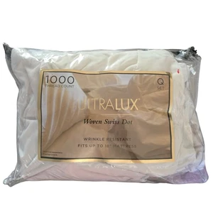 Set lenzuola Ultralux Queen 1000 fili tessuto punto svizzero bianco nuovo - Foto 1 di 3