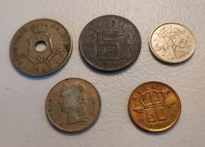 Lote de 5 monedas Bélgica 1908-1972 - Imagen 1 de 2