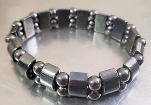 Hematite Magnetite Beaded Stretch Bracelet Natural Stone Jewelry Magnetic Block - Picture 1 of 4