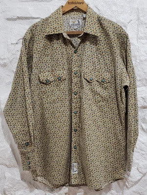 Camisa vaquera Panhandle delgada para hombre L vintage retro ropa occidental floral perla a presión Foto 1 de 4