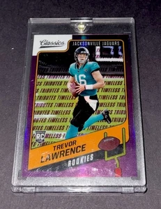 2021 Panini Classics Timeless Purple Tributes Trevor Lawrence RC /35 -Playoffs? - Picture 1 of 2