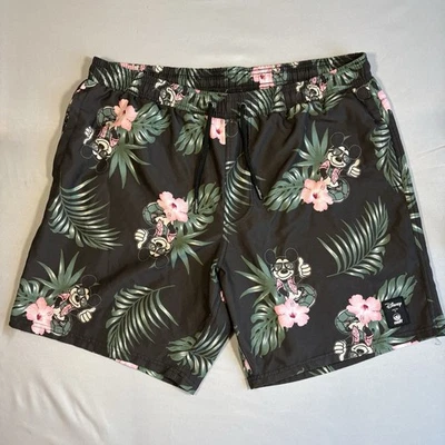 Neff Disney Mickey Mouse Men's Drawstring Swim Trunks Tropical Black Size XL - Image 1 of 4