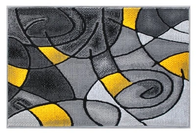 Alfombra contemporánea moderna, amarilla gris negra (2 pies x 3 pies) Foto 1 de 3