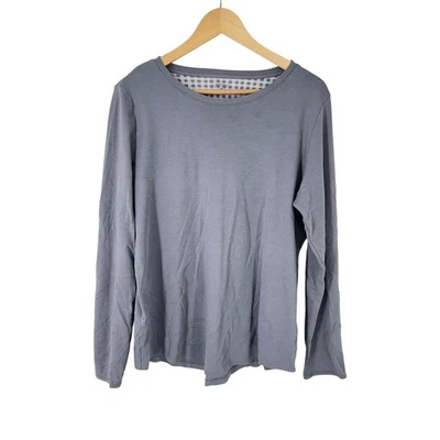 Jijamas Women XL Tall Gray Long Sleeve Pima Cotton Crew Neck Shirt - Image 1 of 4