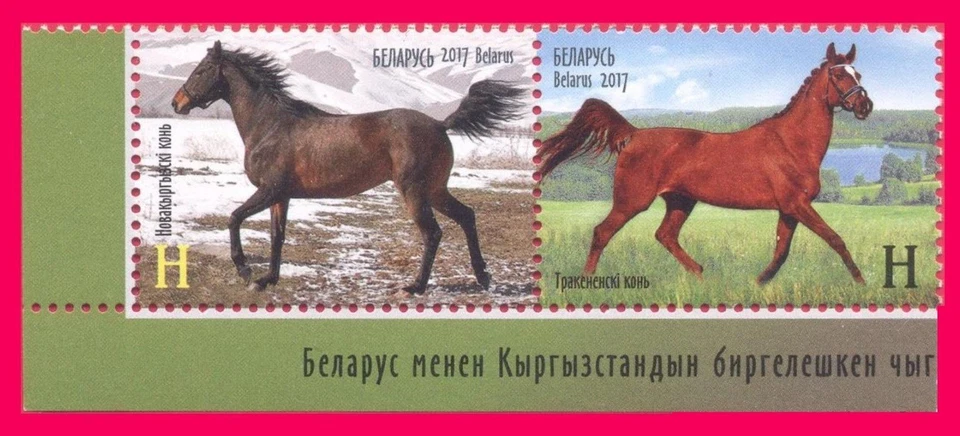 Bielorrusia - Kirguistán 2017 * Emisión conjunta * Caballos * Fauna * Lote de 2 estampillas * MNH Foto 1 de 1