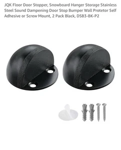 Door Stopper 4 Pack Floor Door Stops. Black,Drill Or No Drill Floor Mounts. - Picture 1 of 3