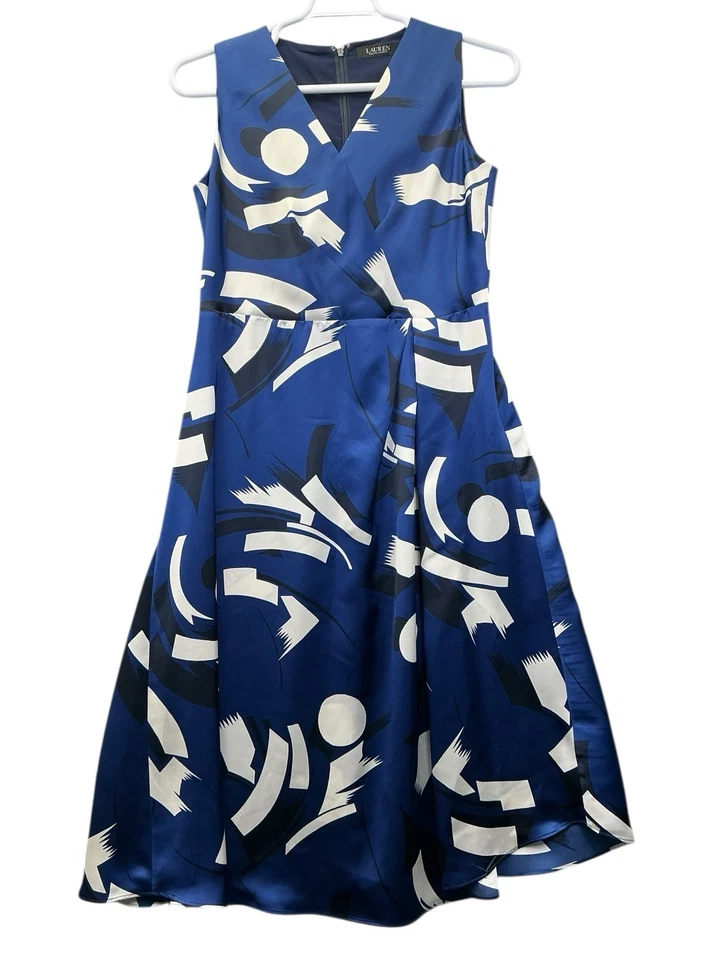 Vestido Ralph Lauren Black Label para mujer talla 10 azul marino blanco negro Foto 1 de 4