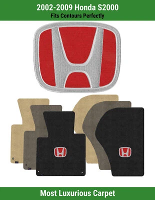 Alfombrillas delanteras Lloyd Luxe para Honda S2000 02-09 con logotipo Honda H rojo sobre negro Foto 1 de 4