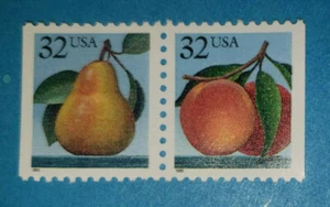US MNH Postage Stamps Scott #2487 - #2488 Peach and Pear Small Black Date 1995 - Picture 1 of 1