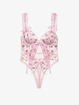 Victoria's Secret For Love & Lemons Maisie Teddy Bodysuit Color Pink M - Image 1 of 4