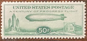 C18 Air Mail 50 Cent Green Baby Zeppelin, MNH, Max SCV $75 - Beautiful Stamp - Picture 1 of 2