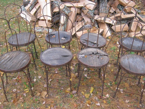 8 ANTIQUE USA WROUGHT IRON GARDEN PATIO PLANT STOOL STAND ART CHAIRS POT PLANTER Cover