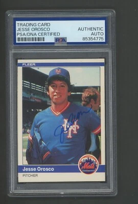 Jesse Orosco 1984 Fleer Card #593 NY Mets PSA/DNA Encased Autograph - Image 1 of 2