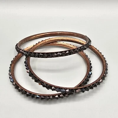 Brazalete Apilable Trío (3) Tono Cobre Negro Estrás Alrededor  Foto 1 de 4