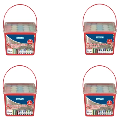 4er pack STYLEX Straßenkreide 4x 20 Stangen im eckigen Eimer bunte Malkreide - Bild 1 von 2