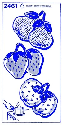 FRUIT Potholders Pattern Pot Holders Design 2461 Strawberry Peach Pear - Image 1 of 4