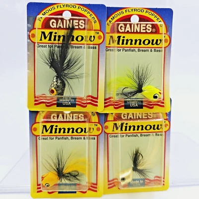 Vtg New Gaines Minnow Handmade USA Cork Flyrod Popper Bug Size 4 Hook You Pick - Image 1 of 2