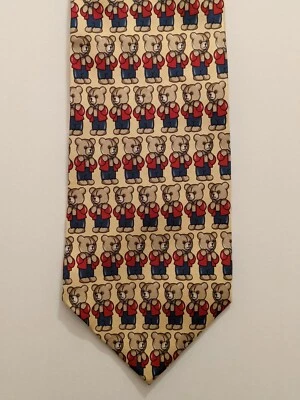 Плюшевый медведь новинка галстук галстук от Beaufort сделано в Италии 100% шелк - Изображение 1 из 3