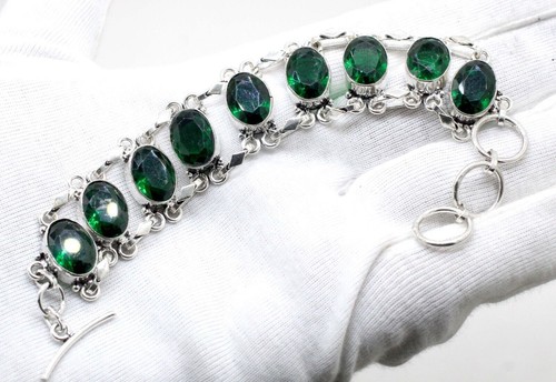 VALENTINO Bracciale gioielli fatti a mano argento sterling 925 cromo diopside misura 7 8"