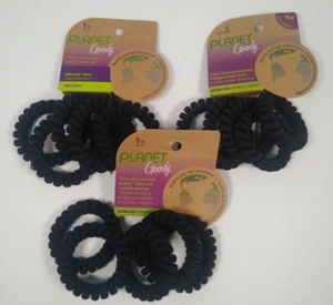 Lot of 3 Planet Goody Bamboo Fabric Coil Ponytail Holders,3 pks of 5, Black - Picture 1 of 3