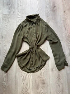 Guess Los Angeles Olive Green Military Shirt Button Down Sz S - Picture 1 of 4