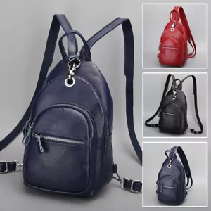 Genuine Leather Backpack Convertible Small Chest Bag Sling Pack Crossbody Purse - Picture 1 of 20