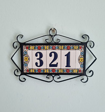 7.5 x 3.5cm Mini-Altea Hand-painted Ceramic Number Tiles & Metal Frames
