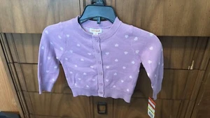 Cat & Jack Toddler Purple Heart Button Up Sweater 18 months - Picture 1 of 3
