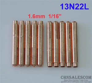 10 pcs 13N22L Long Collets for Tig Welding Torch WP-9 WP-20 WP-25 1.6mm 1/16" - Picture 1 of 4