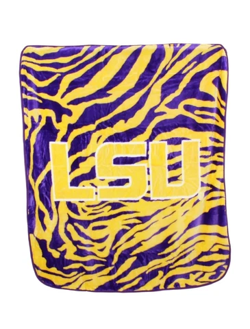 Northwest NCAA Football LSU Tigers Royal Plush Raschel Throw Blanket 50x60 Cover