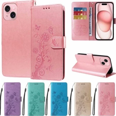 For iPhone 15 14 13 12 11 XR SE 7 8 6s Plus Wallet Card Stand Leather Case Cover - Image 1 of 4