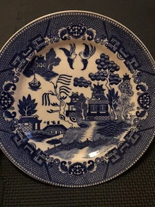 Vintage SS Crown BLUE WILLOW 9.5”Dinner Plate Made In  JAPAN - Picture 1 of 3