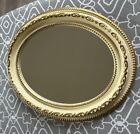 Vtg french provincial Plastic oval mirror gold ivory 10X12" Stand Or Wall Frame