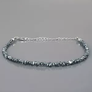 Naturschwarz Diamant Lose Perlen Nuggets Armband Raw Grobem Stein Armband 22.1cm - Bild 1 von 5
