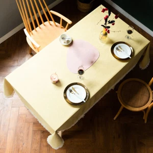 Plain Table Cloth With Tassels Home Kitchen Dining Table Covers Modern Rectangle - Picture 1 of 18