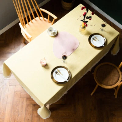 Plain Table Cloth With Tassels Home Kitchen Dining Table Covers Modern Rectangle - Image 1 of 4