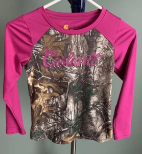 Carhartt Force Camo/Pink Long Sleeve Pullover Girls Sz 8 - Picture 1 of 5